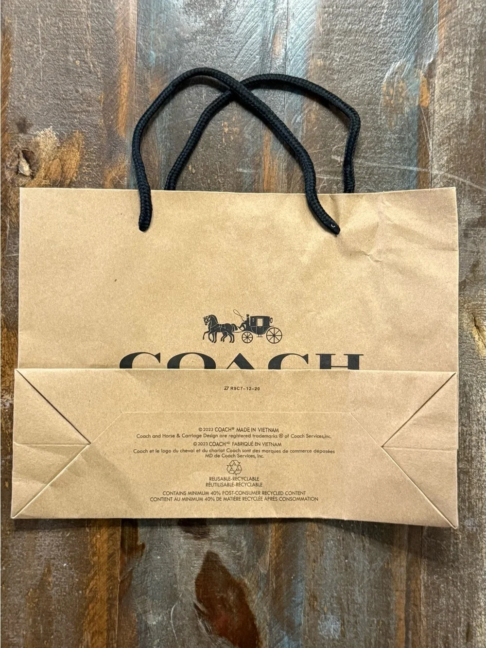 Coach New York Brown Kraft Paper Boutique Gift Bag NWOT